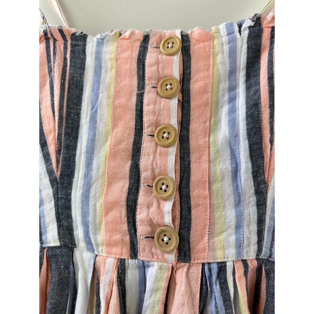 Free People Lilah Striped Printed Smocked Button Pleated Tube Midi Dress Size XS - Picture 3 of 13